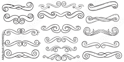 Hand drawn ornamental flourishes and calligraphic divider pack eps 10