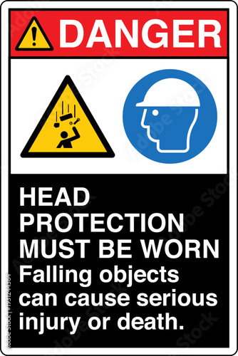 Safety Sign Danger HEAD PROTE...