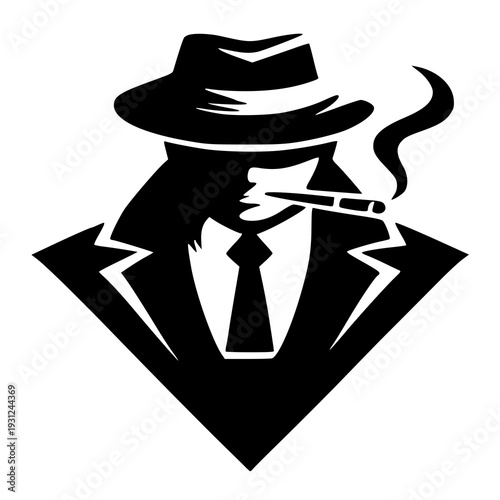 Man with hat and smoke , vector illustration of a Man with hat and smoke , silhouette of a Man with hat and smoke 