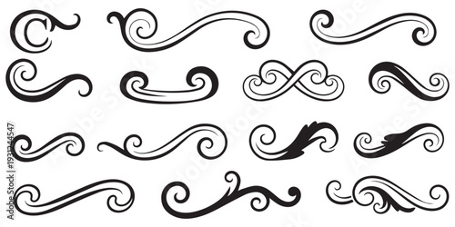 Hand drawn ornamental flourishes and calligraphic divider pack eps 10