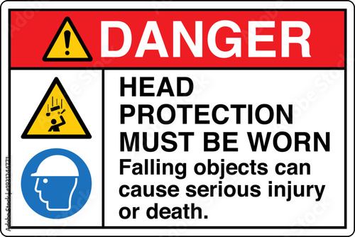 Safety Sign Danger HEAD PROTE...