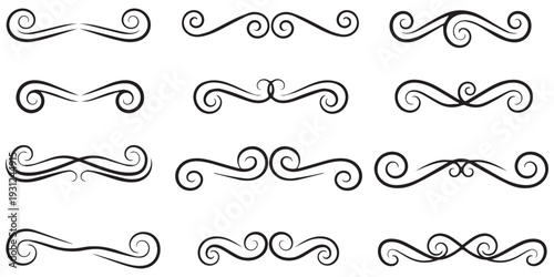 Hand drawn ornamental flourishes and calligraphic divider pack eps 10