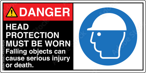 Safety Sign Danger HEAD PROTE...