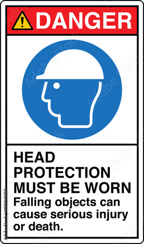Safety Sign Danger HEAD PROTE...