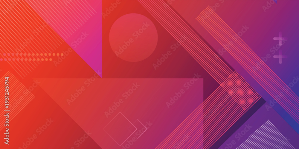 Fototapeta premium Abstract dynamic red and purple background with geometric shapes and line patterns eps10