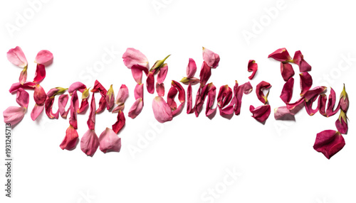 Happy Mother's Day greeting with pink rose petals