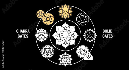 Chakra Gates and Sacred Geometry Symbols.