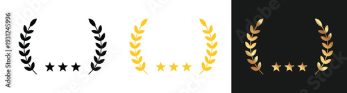 Award frame. Laurel wreath with blank space. Transparent PNG and vector illustration