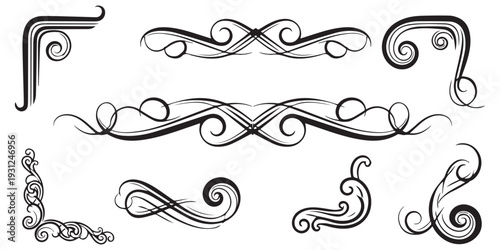 Hand drawn ornamental flourishes and calligraphic divider pack eps 10
