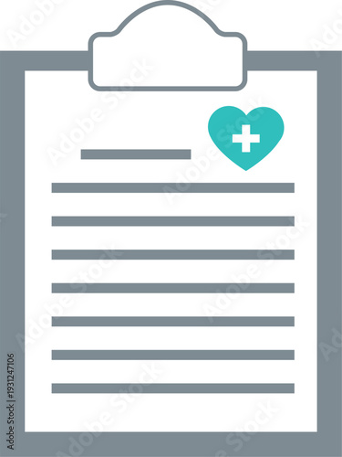 Medical Clipboard Heart Symbol Notes
