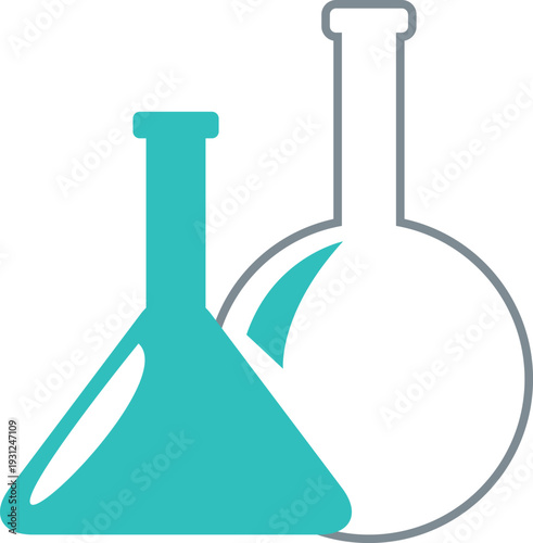 Two Laboratory Flasks Scientific Experiment