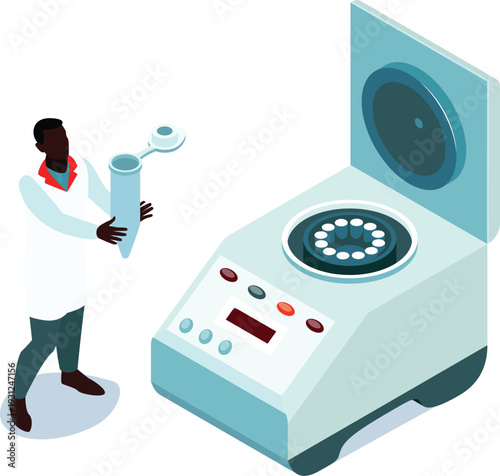 Scientist Preparing Laboratory Centrifuge Samples