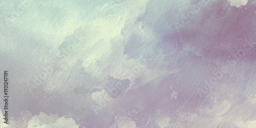 Abstract watercolor background with soft pastel lavender and muted teal paint ethereal atmosphere ideal for wedding invitations, wellness branding.