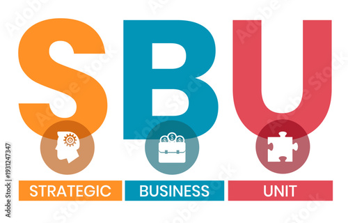 SBU - strategic business unit. acronym business concept. vector illustration concept with keywords and icons. lettering illustration with icons for web banner, flyer, landing page, presentation