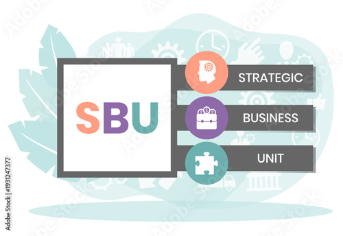 SBU - strategic business unit. acronym business concept. vector illustration concept with keywords and icons. lettering illustration with icons for web banner, flyer, landing page, presentation