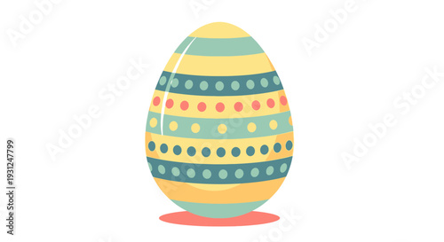 Flat Easter Egg with Dotted Stripes Vector Illustration
