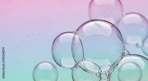 Clear soap bubbles floating in air.
