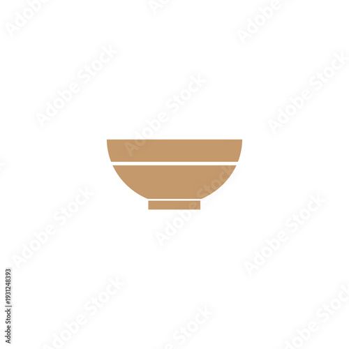 Flat vector illustration of a brown ceramic bowl isolated on white background. Simple kitchen dishware and soup bowl icon.