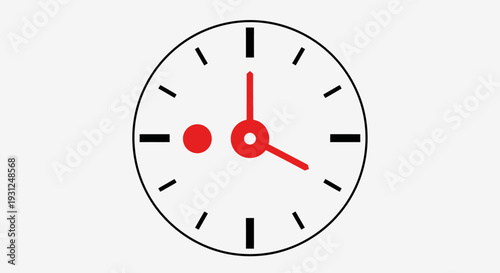 Free Download Minimal Red Wall Clock Flat Illustration - GFXLoad