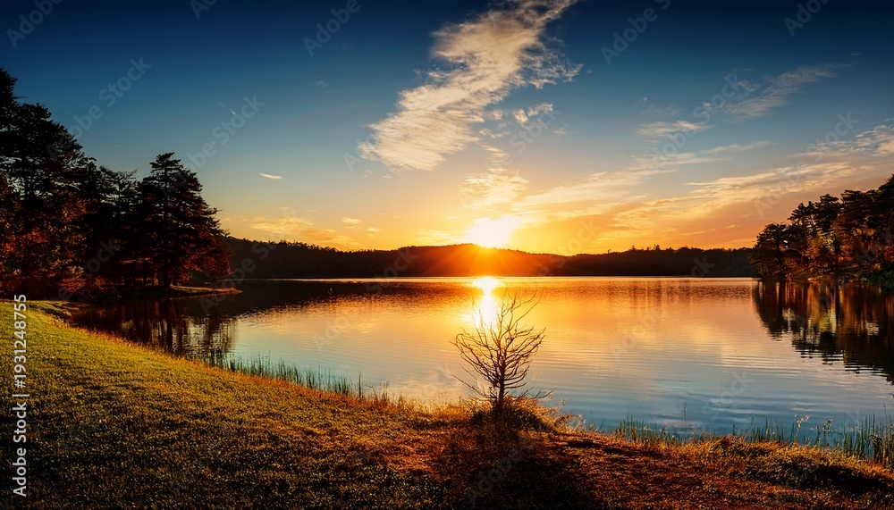 Obraz premium Sunset At Quiet Lakeside