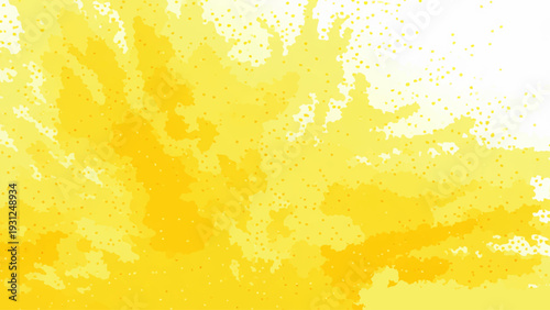 Abstract yellow watercolor background with scattered dots and blended gradients