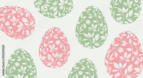 Floral Egg With Leaf Shapes Flat Vector Illustration