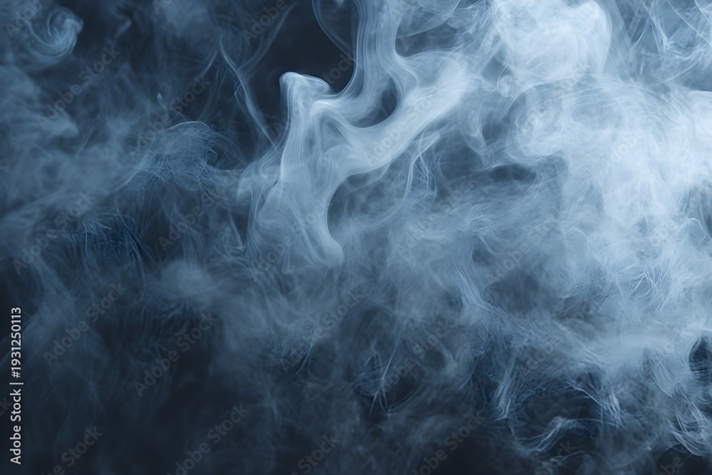 Obraz premium Swirling wisps of white smoke against dark background