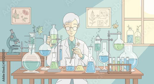 Scientist in Laboratory Conducting Experiment.