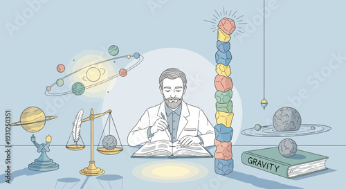 Scientist Working on Astronomy Research Project.