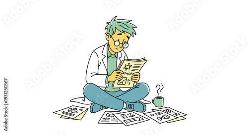Man Reading Newspaper in Relaxed Position.