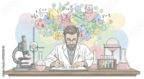 Scientist Working in Laboratory with Equipment.