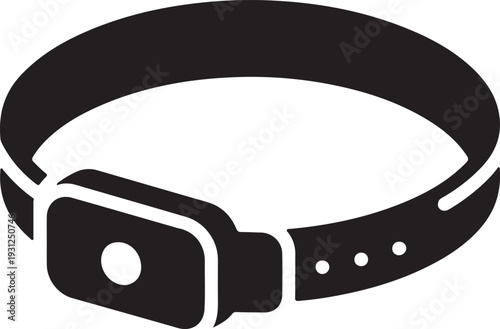 Smart wearable technology icon set, health monitoring devices, fitness tracker, smartwatch, biometric sensor symbols, black silhouette vector illustration