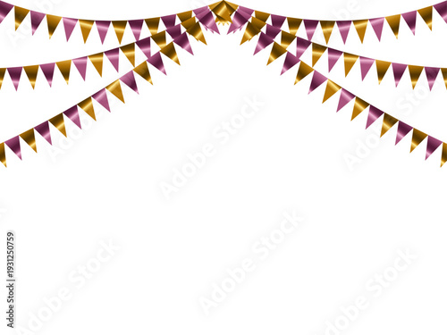 ガーランド三角、曲線、金3ピンクF1