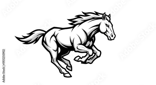 Muscular horse running with flowing mane and tail