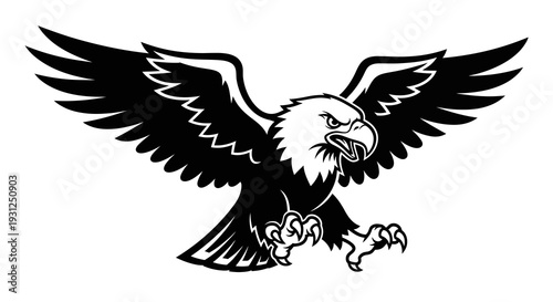 Majestic eagle in mid-flight with powerful wings spread wide