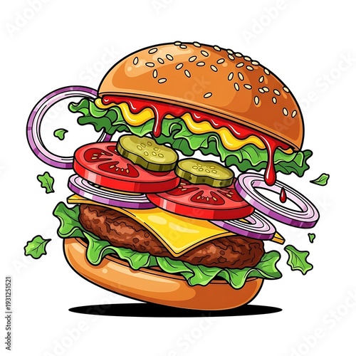 Delicious cheeseburger with fresh ingredients.