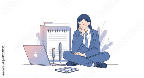 Woman Sitting Cross Legged Working on Laptop.