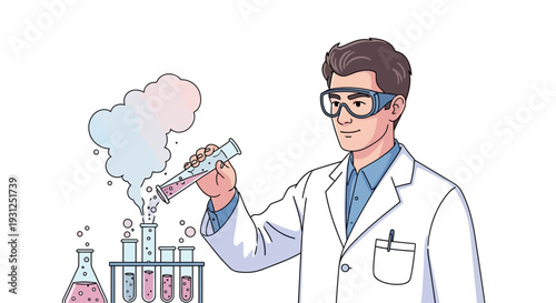Scientist Conducting Experiment with Test Tubes.