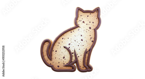 Chocolate-Dipped Cat-Shaped Cookie