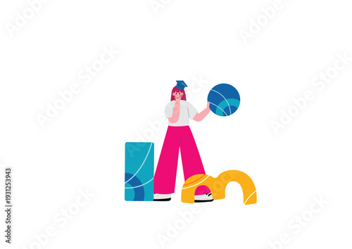 アイディアを考える学生の女の子