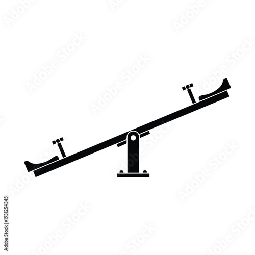 Simple black seesaw on white background for balance and play