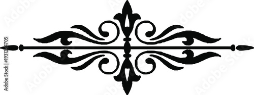 Abstract black floral tribal tattoo design with ornate cross and butterfly elements in vintage vector style