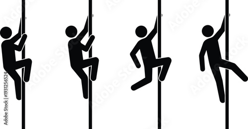 Silhouette of a hiker with a backpack and walking stick in a mountain landscape with pine trees Vector