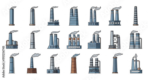 Industrial Factory Buildings and Silos.