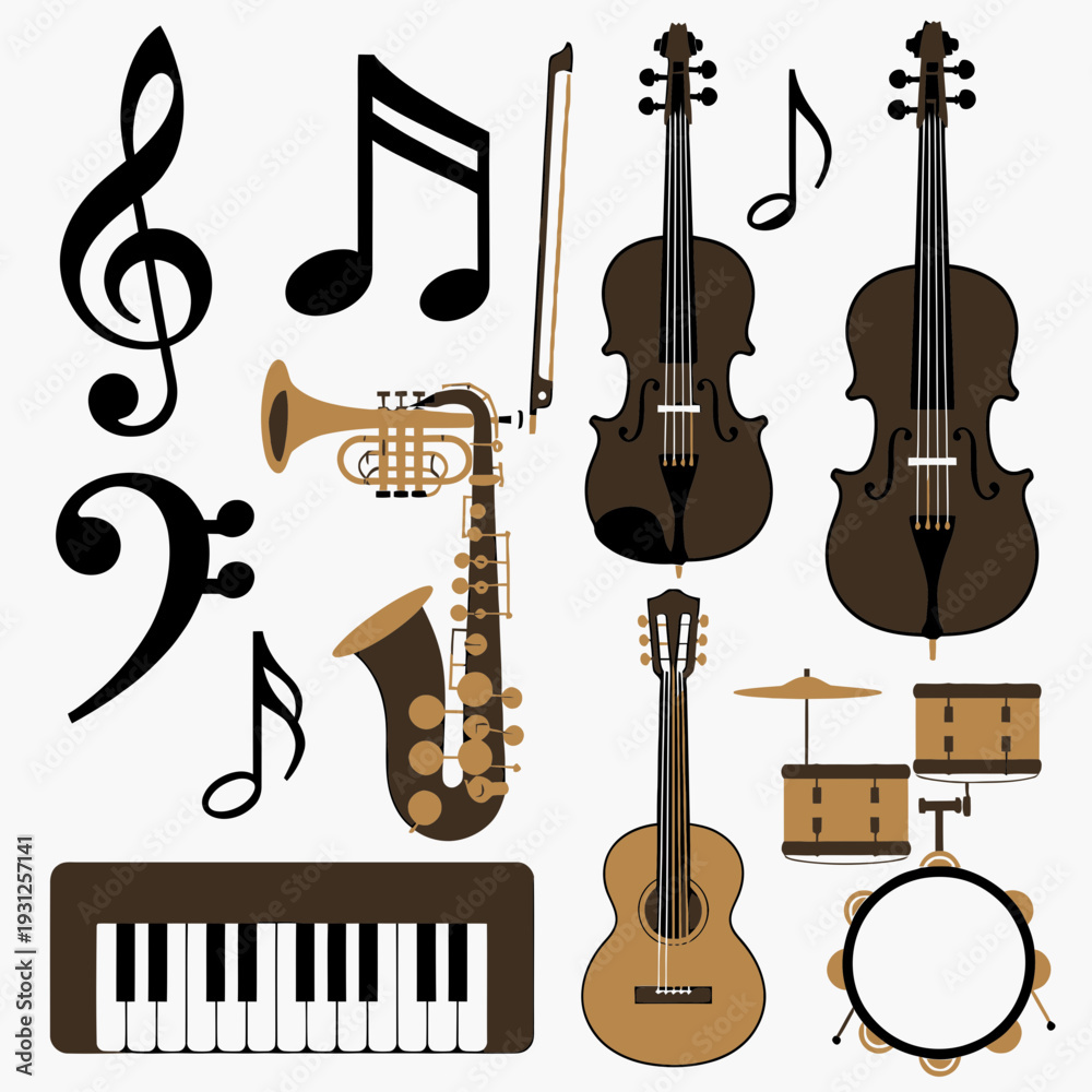 Fototapeta premium Music Instruments and Symbols