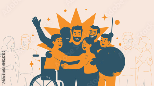 Diverse Group Celebrating Together vector illustration