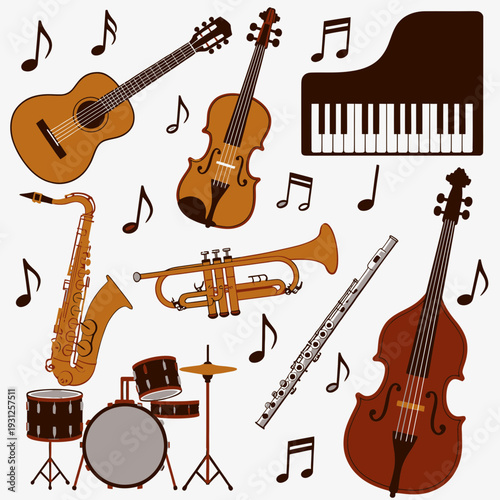 Assorted Musical Instruments vector illustration