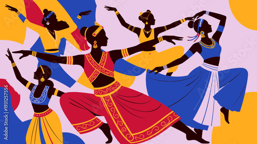 Vibrant African Dancers in Motion vector illustration