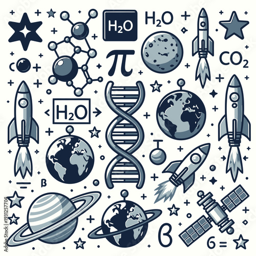 Space and Science Elements vector illustration