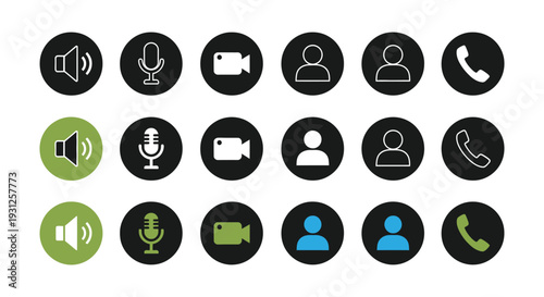 Modern vector illustration featuring essential user interface icons for digital communication and web applications